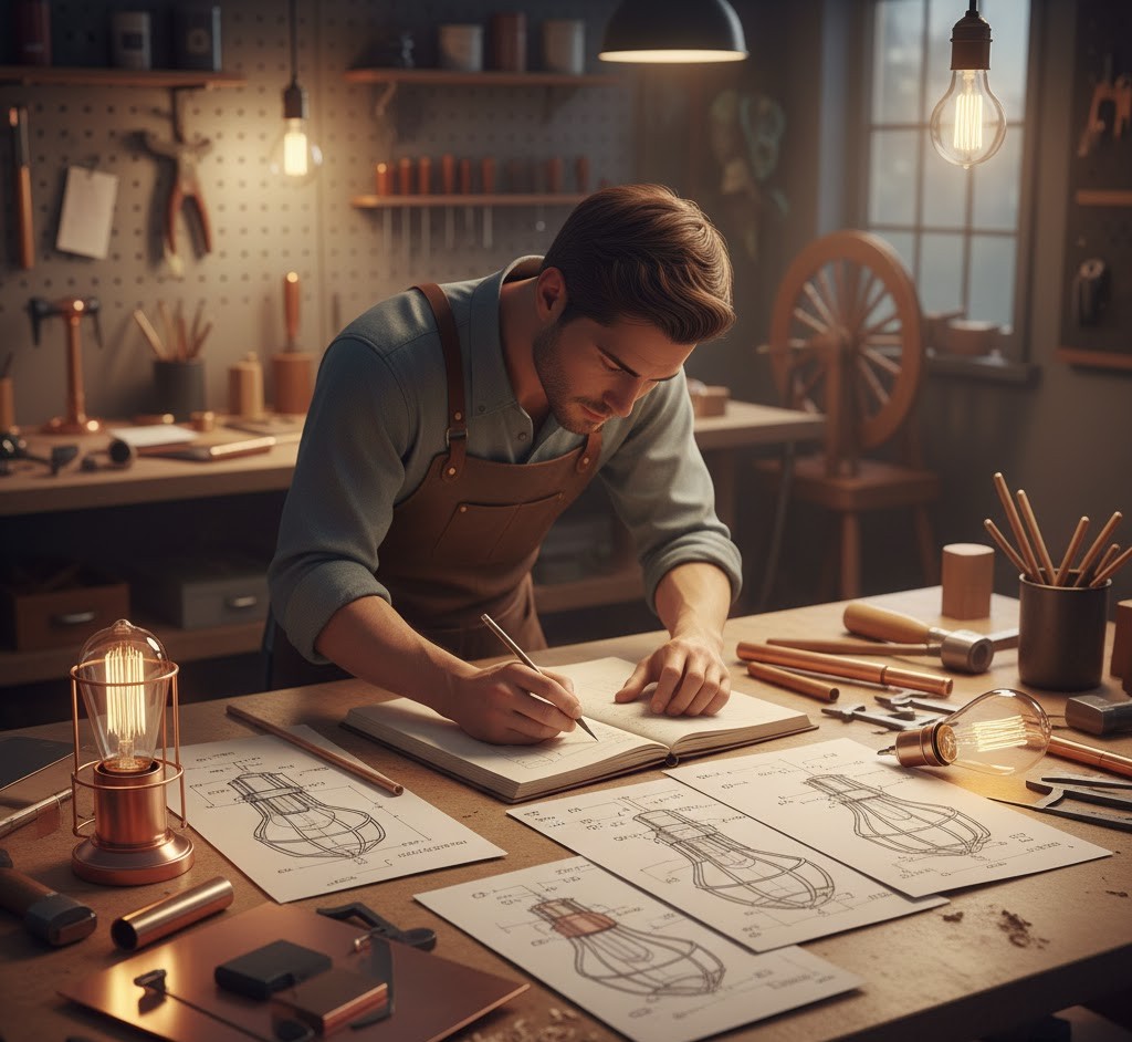 Design sketches for lighting fixtures